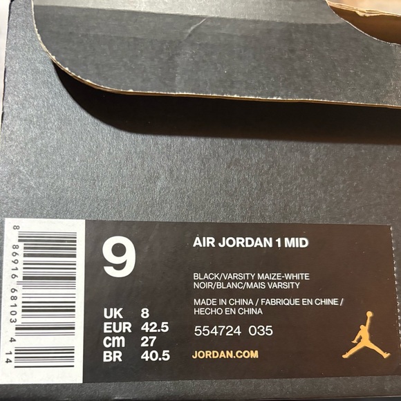 Air Jordan Mid New Love 2017 Mens 9 Women’s 10.5 Black-Yellow - Picture 10 of 10